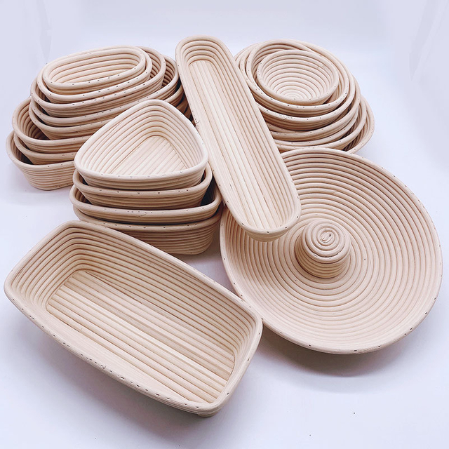 Wholesale Custom Bread Serving Basket Handmade Rectangular Natural Indonesia Rattan Dough Fermentation Proofing Baskets